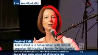 Prime Minister Julia Gillard and Former Prime Minister Bob Hawke at Woodford