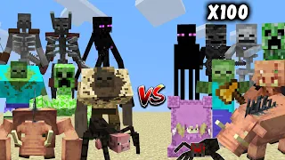 All Mutant Mob vs x100 of its Normal Minecraft Mobs / Minecraft Mob Battle