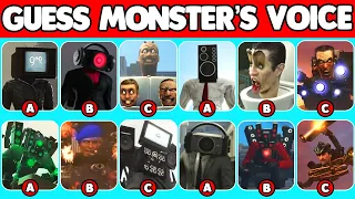 Guess CORRECT HEAD and MONSTER'S VOICE and Who is real one | skibidi toilet 73 (part 1-3)