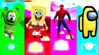 Gummy Bear 🆚 SpongeBob 🆚 Spider Man 🆚Among Us 🎶 Tiles hop EDM Rush?