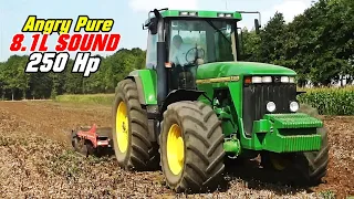 Beast DEERE 8400 (225 Hp PTO) cultivating in the field with high speed [1080pHD]