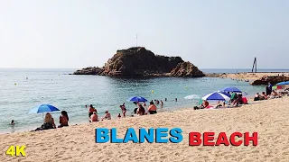 Blanes in Summer - Blanes Beach Walking Tour - August 2023 Spain 4K