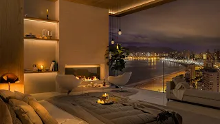 Smooth Jazz Nights by the Coast 🎵  Luxurious Bedroom Ambience for Relaxation and Focus