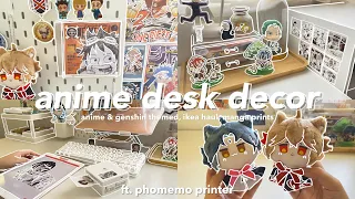 💌 anime desk makeover : aesthetic & genshin themed, ikea haul, manga prints ft. phomemo printer 🍄