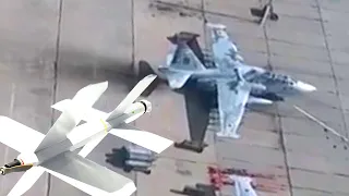 Удар дрона Ланцет в самолет Су-25 Украины