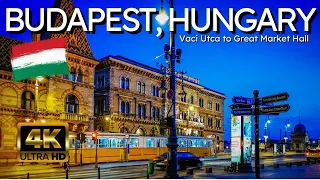 4K BUDAPEST 🇭🇺 WALKS - Vaci Utca to Great Market Hall (Budapest Shopping Street) Silent Walking