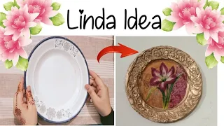 Beautiful idea to transform old plate into beautiful wall decoration