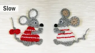 Learn how to crochet Mouse Applique with this Step by Step Free Pattern Complete with Beginner Tips