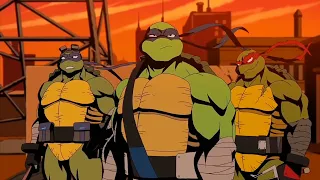 Turtles vs Shredder in "Turtles take time and space"