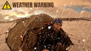 CAMPING in SNOW & STRONG WINDS! SHELTERING IN A TENT!! ⛈ Hilleberg Soulo ⛺️