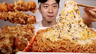 ASMR MUKBANG korean SPICY FIRE NOODLES Octopus Balls EATING SHOW