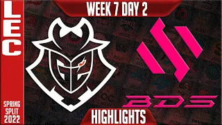 G2 vs BDS Highlights | LEC Spring 2022 W7D2 | G2 Esports vs Team BDS