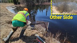 Draining Huge Flood By Pushing Over Grate With Tremendous Pressure Against It And Clog Hunting