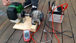 DIY How to make weedeater 12V generator New project Alternator. Amazing Life Hacks