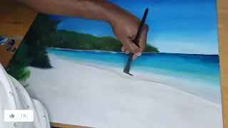 Painting of white sand on the beach by Dennis Art. part 1