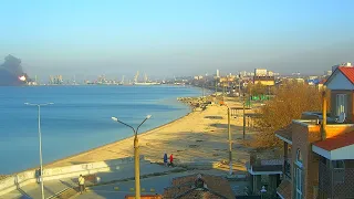 БЕРДЯНСК сегодня: 3 пляж 24.03.2022 года - пожар в порту