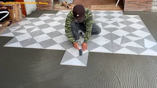 Professional Workers Constructing The 2nd Floor Playground Use Ceramic Tiles Of Small Size 25 x 25cm