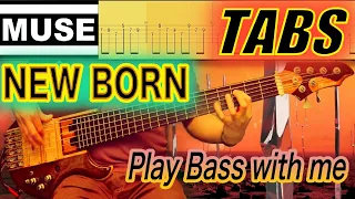 MUSE - New Born (Bass Cover) + Play along TABS