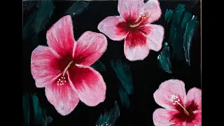 How to paint Beautiful Flower||Hibiscus||Acrylic Paints||Easy steps for beginners ||Gnana Deepika ||