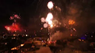 New Years Eve 2024 Fireworks in Kailua Hawaii. Drone 4K