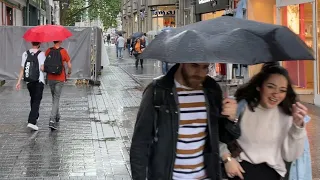 Cologne Germany Heavy Rain Walking Tour 4k
