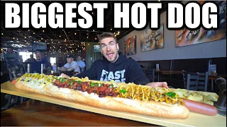 "NO WAY YOU FINISH" 3 FEET LONG HOT DOG EATING CHALLENGE (1 Meter Long) | Nathan's Hot Dog Challenge