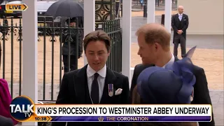 Prince Harry Arrives At Westminster Abbey Ahead Of King Charles III's Coronation