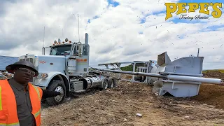 MESSY Dump-Trailer Rolled Over at the Landfill