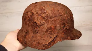 Preservation Very Rusty German Wehrmacht Helmet M35 - Restoration Project