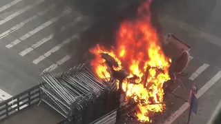 NYPD truck bursts into flames