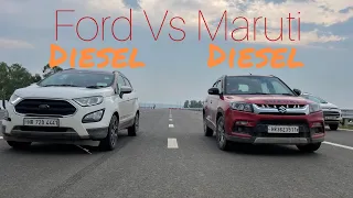 Drag Race : New Ford Eco-Sport Vs Vitara Brezza | Diesel vs Diesel Drag | Khushal Dagar🛞