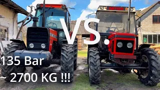 Test Zetor 5245 vs Massey Ferguson 690 Pomiar Siły Uciągu Siłownikiem Hydraulicznym Tractor Pulling