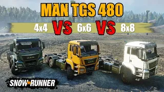 Snowrunner MAN vs MAN | Best Man TGS 480 4x4 vs 6x6 vs 8x8 | SnowRunner Mods