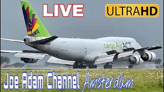 🔴 LIVE: RAINY and CROSSWINDY LANDING on ADAM 🇳🇱 Amsterdam Schiphol Airport Planespotting ✈️ UHD