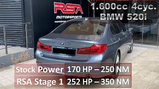 BMW G30 520i B48 | RSA Stage 1 vs Stock | 0-200 km/h Acceleration |170hp to 252hp | 250NM to 350NM