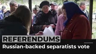 Russian-backed separatists hail votes on joining Russia