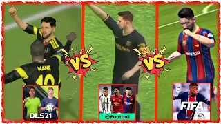 MESSI GOAL CELEBRATION COMPARISON (PES MOBILE 21 vs FIFA MOBILE vs DLS21)