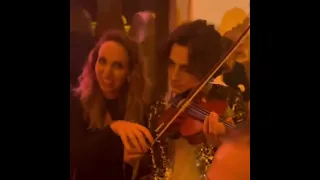 Timothée Chalamet playing violin via haleywollens on IG