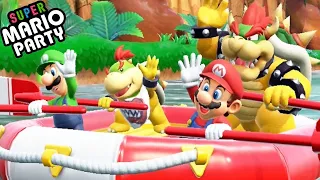 Super Mario Party River Survival Mini Games: Luigi vs Mario vs Peach vs Yoshi