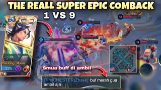 THE REALL SUPER EPIC COMBACK 1 VS 9,  MELAWAN DARK SISTEM MOONTON | MLBB