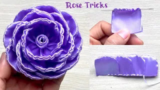 DIY Ribbon Flowers | DIY Satin Ribbon Rose flowers | How to make ribbon rose | Sewing Hacks