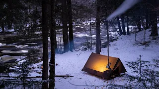 Hot Tent Camping in Snow and Freezing Temperatures