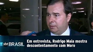 Em entrevista, Rodrigo Maia mostra descontentamento com Moro | SBT Brasil (20/03/19)