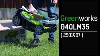 Greenworks G40LM35  ( 2501907 )  обзор, газонокосилка на АКБ