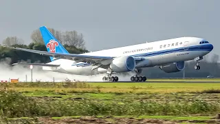 (4K) Five Powerful take-offs from the Polderbaan - Plane spotting at Schiphol Amsterdam