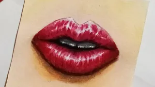 Simple lip watercolor painting