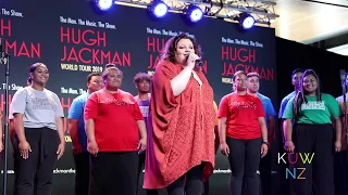 Hugh Jackman intros Keala Settle and Oceania Voices Choir performing of 'This Is Me' at AUT