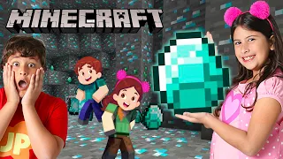 MARIA CLARA E JP ENCONTRAM UMA MINA DE DIAMANTES - MINECRAFT SURVIVAL #2