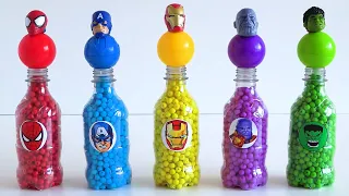 Satisfying Video l How to make 5 Rainbow Coca cola Bottle with Beads Balls Hero Wrong Heads ASMR