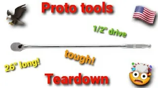 PROTO 1/2" Drive Pear Head Ratchet 26″ 90 Gear Teeth, Extended Handle. Teardown!